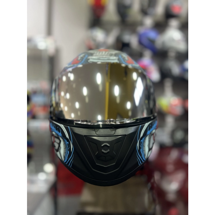 801 Myth Mavi Kapalı Kask Ayna Vizörlü