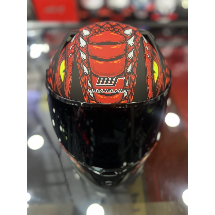 801 Draglax Kırmızı Kapalı Kask Siyah Vizörlü