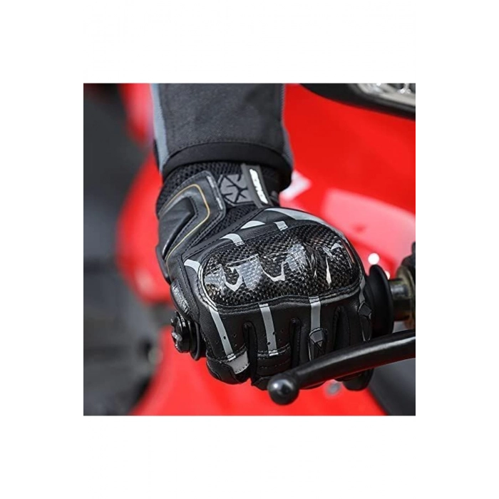 Mc109 Karbon Fiber Korumalı Yazlık Eldiven Siyah-gri