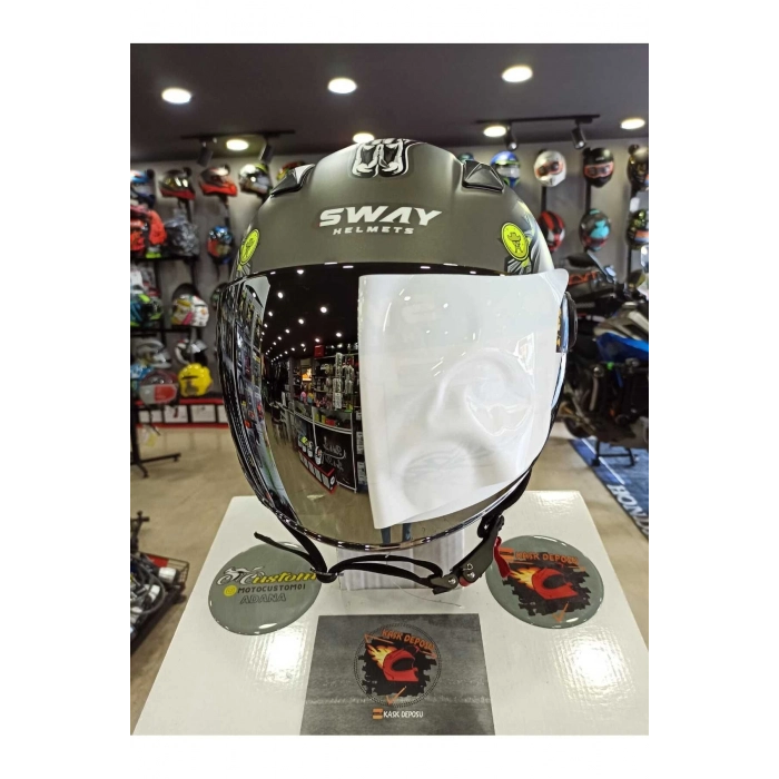 SW765 Mat Wanted Açık Yazlık Kask (GÜNEŞ GÖZLÜKLÜ)