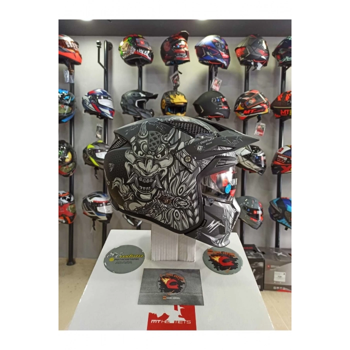 Helmets Street Fighter Hellish B2 Mat Gri Modüler Çene Kask