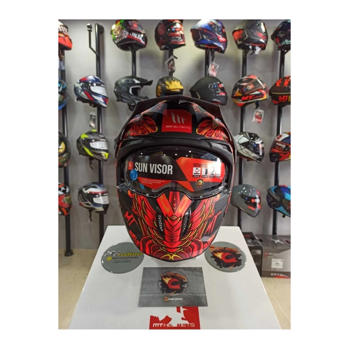 Street Fighter Hellish B5 Mat Kırmızı Modüler Çene Kask