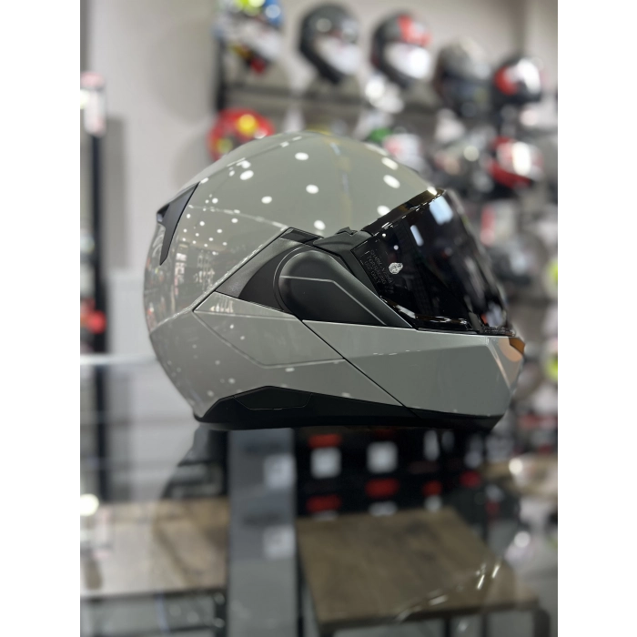 Oxo Nardo Gri Çene Açılır Kask Siyah Vizörlü (+1 Şeffaf Vizör)