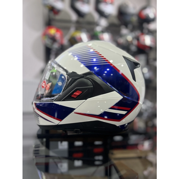 OXO SIKTER BEYAZ MAVİ ÇENE AÇILIR KASK