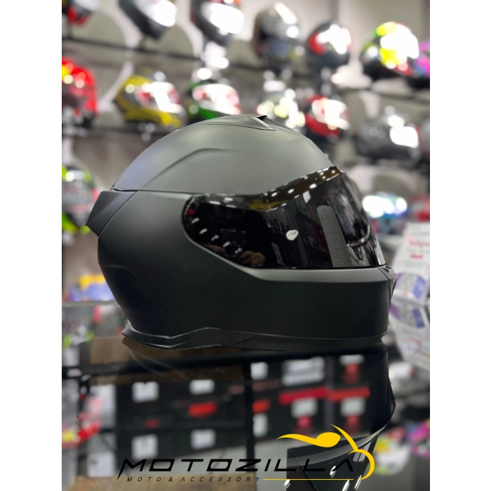 Skwal i3 Dark Shadow Mat Siyah Siyah Vizörlü(+1 Şeffaf Vizör) Ledli