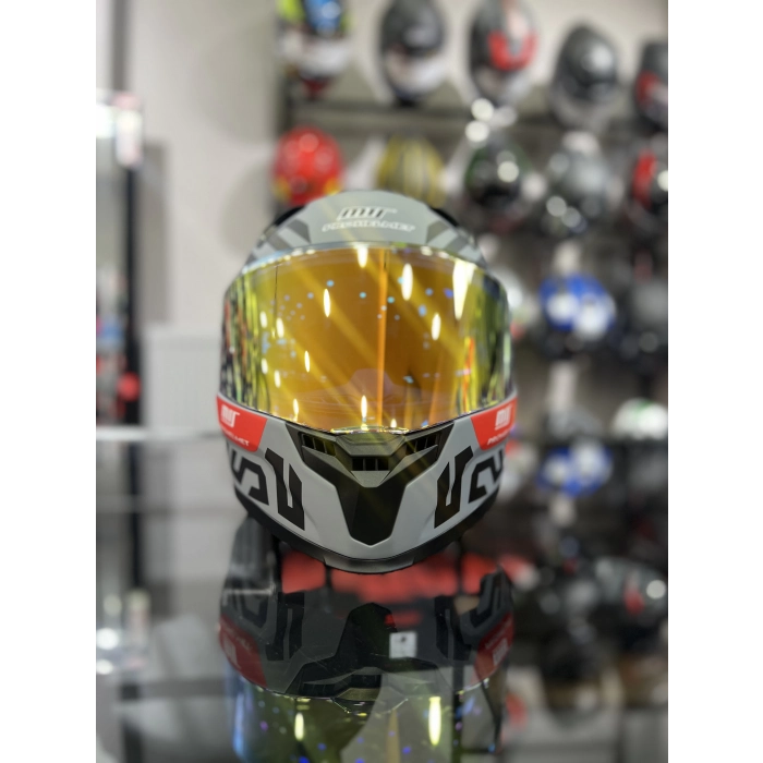 910 Mat Arı Desen Kapalı Kask Gold Vizörlü