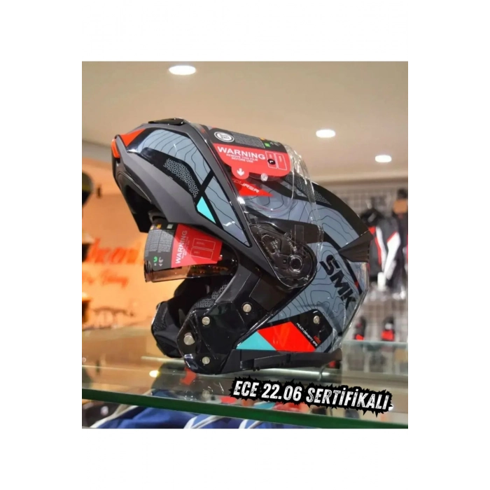 Gullwing Navigator Kırmızı Çeneden Açılır Kask (ECE 22.06) (Fit Kalıp)