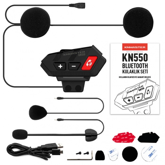 KNMASTER KN550 Motosiklet Bluetooth Kulaklık Mikrofon Seti