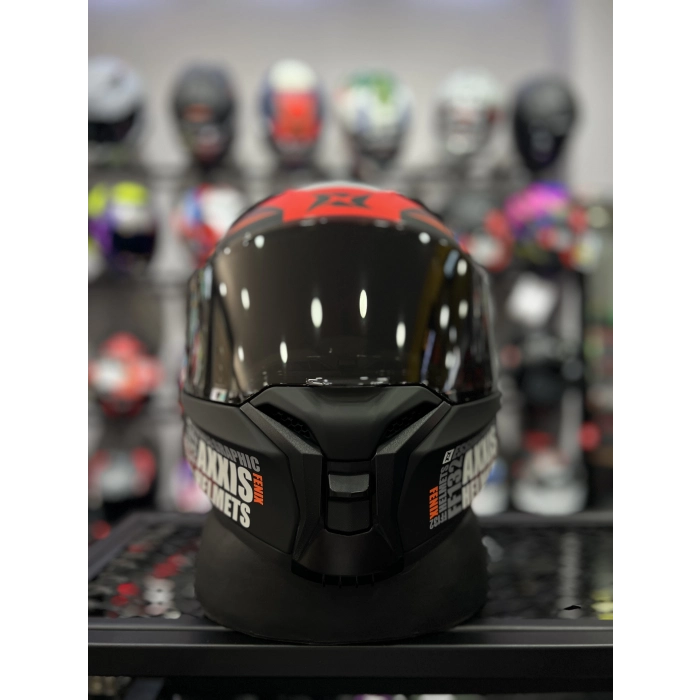 Fenix Kırmızı Kapalı Kask Siyah Vizörlü (+1 Şeffaf Vizör)