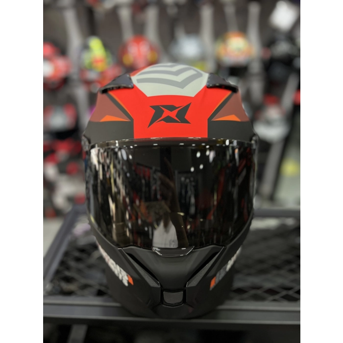 Fenix Kırmızı Kapalı Kask Siyah Vizörlü (+1 Şeffaf Vizör)