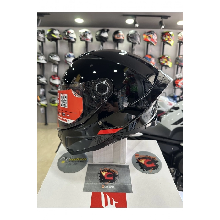 Helmets Thunder 4 Sv Parlak Siyah Motosiklet Kaskı
