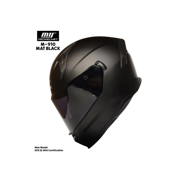 M-910 Full Face Kask MAT BLACK – Güneş Vizörlü, DOT/CE Onaylı, Intercom Uyumlu