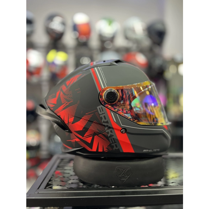 Braker Charm Mat Kırmızı Şeffaf (+1 Gold Vizör)