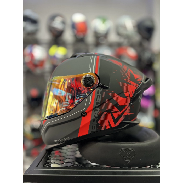 Braker Charm Mat Kırmızı Şeffaf (+1 Gold Vizör)