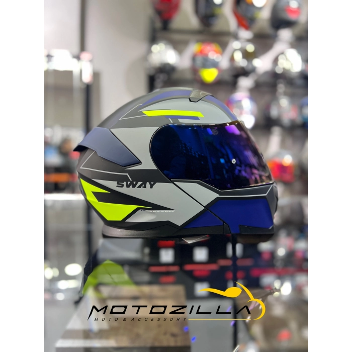 Iridyum Vizörlü Mavi 912 Çene Açılır Kask (+1 Şeffaf Vizör)