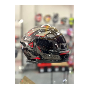 Skwal i3 Linik Parlak Siyah Kırmızı Ledli Kask Şeffaf Vizörlü