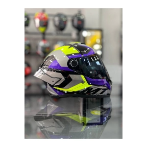 Helmets Kask Mt Thunder 4 Sv Valıant B2 Parlak Gri Mor ŞEFFAF VİZÖR