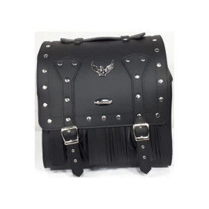 Siyah Motosiklet Arka Deri Çanta-