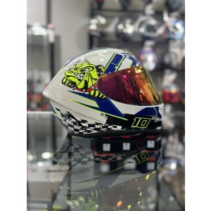 Beyaz Mavi Kask Dog Gold (+1 Şeffaf Vizör)