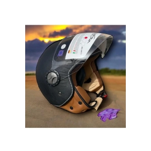 701 Deri Kaplı Yarı Camlı Elektrikli Bisiklet Motosiklet Scooter Kaskı 2xl Beden Siyah