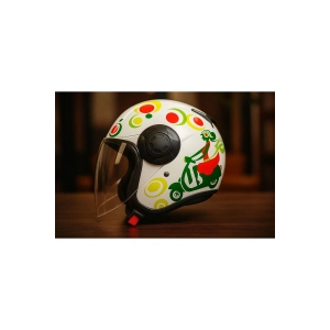 FR-665 Yarım Motosiklet Kaskı – SPRING Woman Desenli, CE Onaylı, Güneş Vizörlü