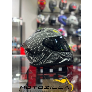 801 Draglax Siyah Beyaz Kapalı Kask Siyah Vizörlü