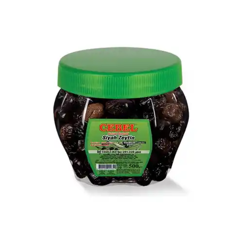 Cebel Siyah Zeytin İri Taneli 291-320 Pet 500 Gr