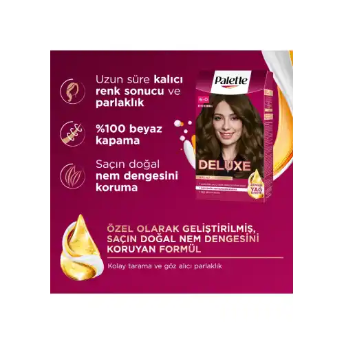Palette Deluxe Saç Boyası Kalıcı Renkler 6-0 Koyu Kumral 50ml