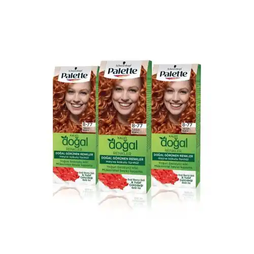 Palette Kalıcı Doğal Renkler Saç Boyası 8-77 Tarçın Bakır Paket 3lu