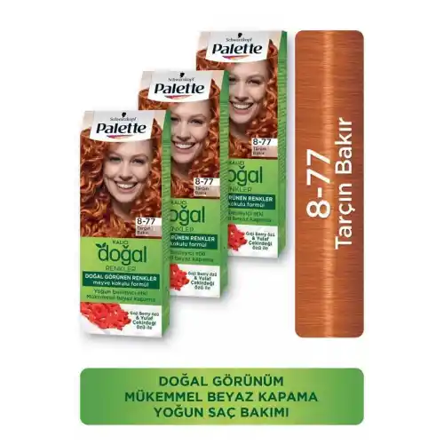 Palette Kalıcı Doğal Renkler Saç Boyası 8-77 Tarçın Bakır Paket 3lu