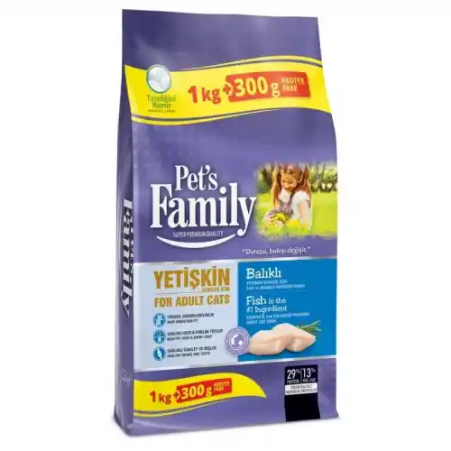 Pets Family 1000+300 Gr Kedi Maması Balıklı