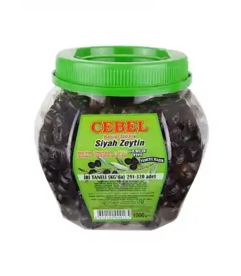 Cebel Siyah Zeytin İri Taneli 291-320 Pet 1000 Gr