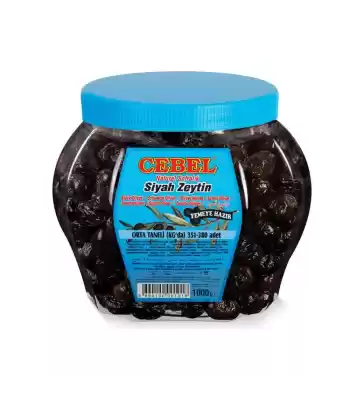 Cebel Siyah Zeytin Orta Taneli 351-380 Pet 1000 Gr