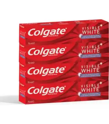 Colgate Vısıble White 75ml Beyazlık Koruma Paket 4lü 1adet diş fırçası kabı hediye