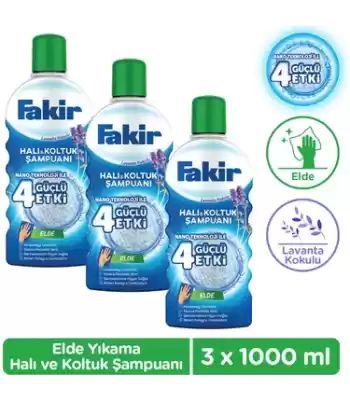 Fakir Halı Şamp. 1000ml Elde Lavanta Paket 3lü