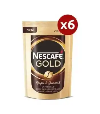 Nestle Nescafe Gold Eko Paket 200gr Koli 6lı