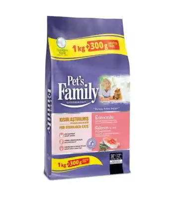 Pets Family 1000+300  Gr Kedi Maması Somonlu