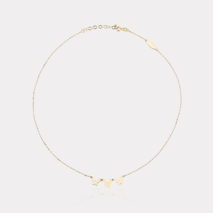 14 Ayar Altın 3lü Kelebek Kolye