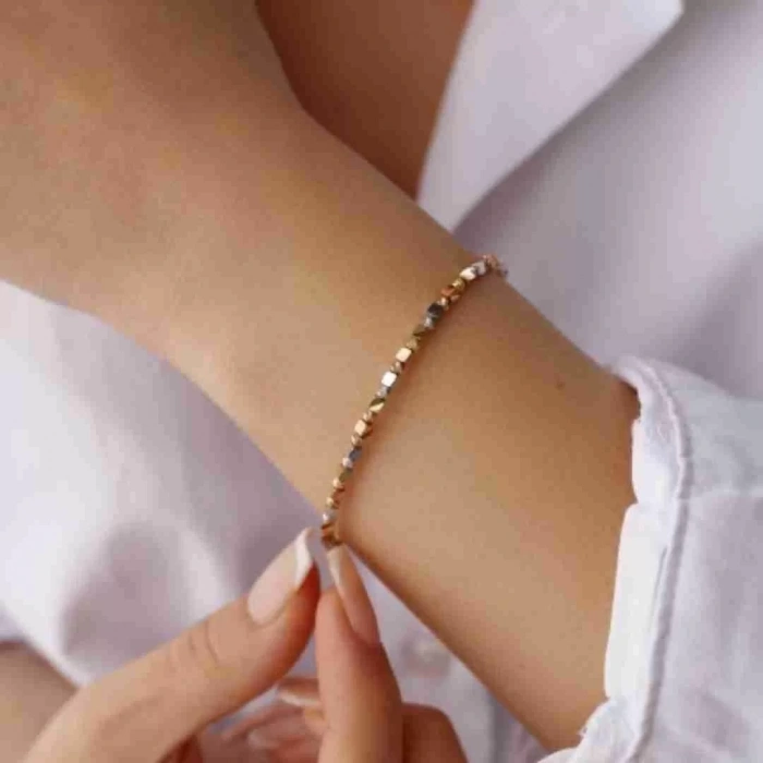 14 Ayar Altın 3 Renkli Dorika Kelepçe