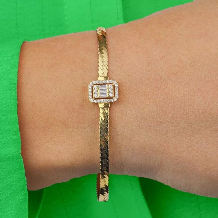 14 Ayar Altın Baget Ezme Bileklik