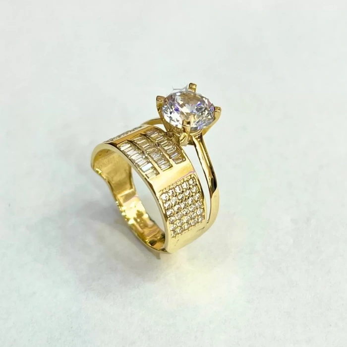 14 Ayar Altın Baget Tektaşlı Alyans