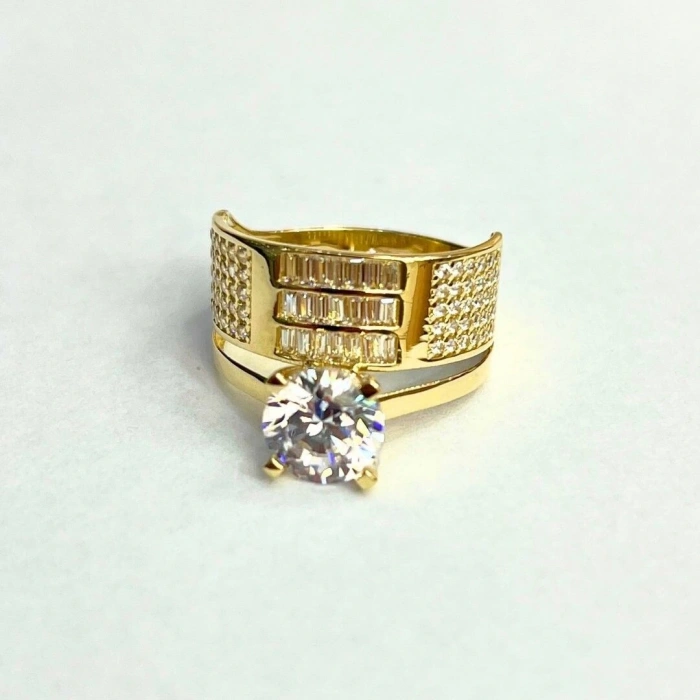 14 Ayar Altın Baget Tektaşlı Alyans