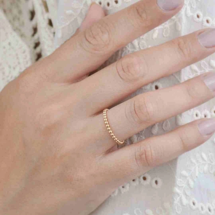 14 Ayar Altın Boncuklu Eklem Yüzük