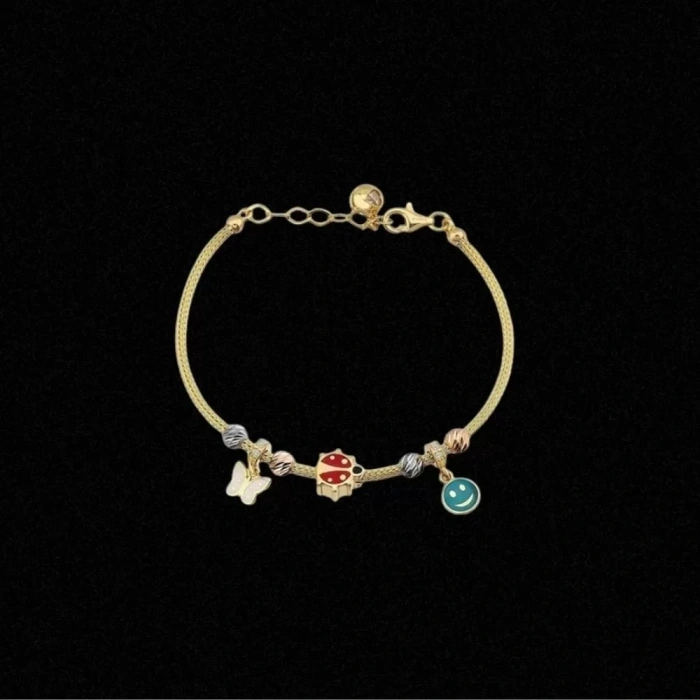 14 Ayar Altın Charm İtalyan Çocuk Bileklik