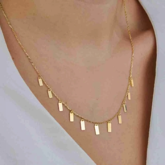 14 Ayar Altın Çok Pullu Kolye