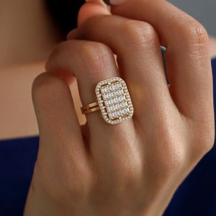 14 Ayar Altın Geniş Baget Yüzük