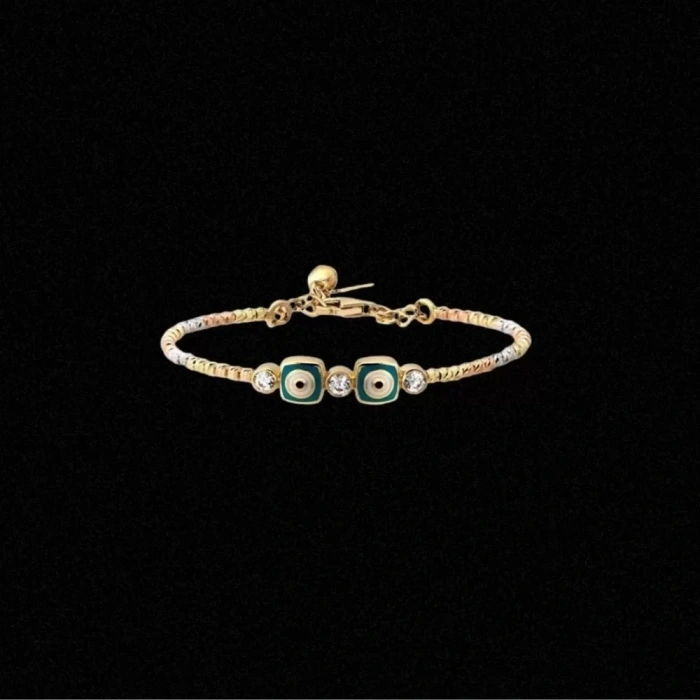 14 Ayar Altın Göz Motifli Çocuk Kelepçesi