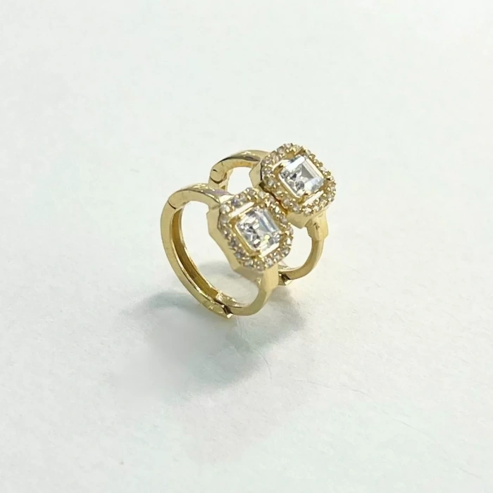 14 Ayar Altın Halka Kare Baget Küpe