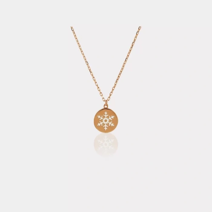 14 Ayar Altın Kar Tanesi Plaka Kolye