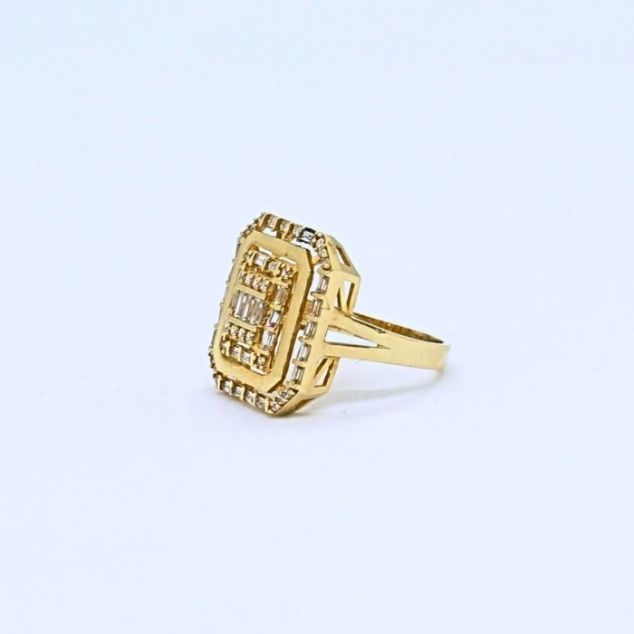 14 Ayar Altın Kare Baget Yüzük